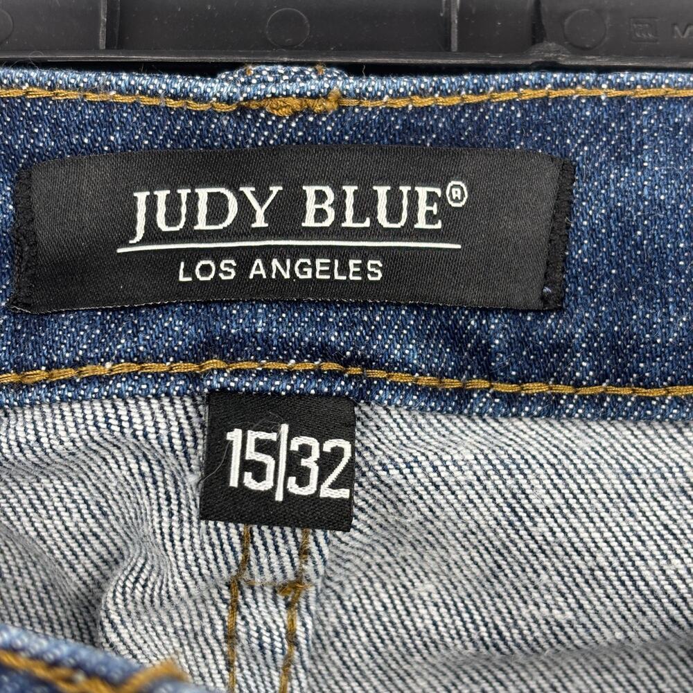 Judy Blue Cuffed Ankle Jeans Size 15 Skinny Fit Distressed Raw Hem Stretch Denim - Picture 4 of 13